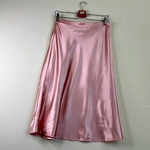 Satin pink midi maxi skirt size large